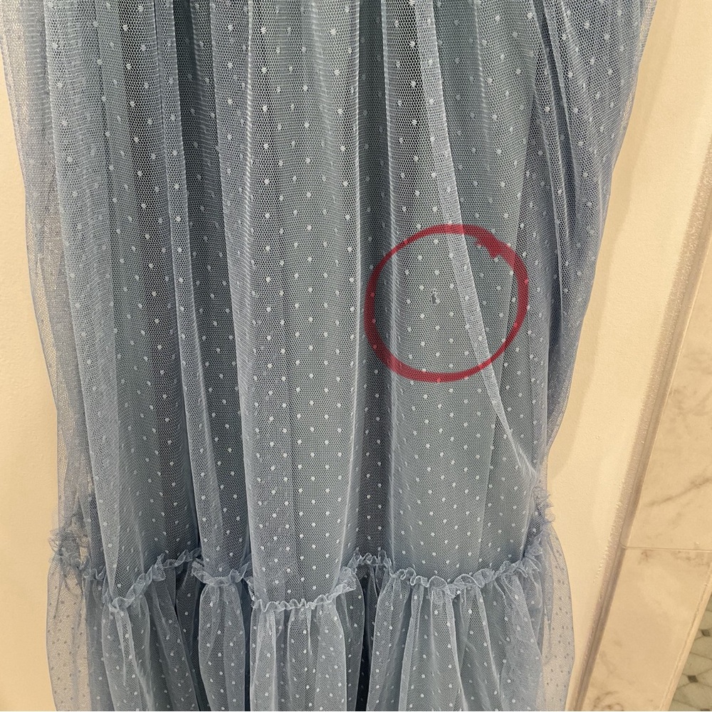 🔴BLUE DOTTED TULLE SMOCKED MATERNITY🔴 - Picture 9 of 12
